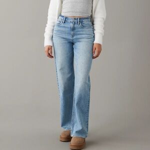American Eagle Super High Rise Baggy Straight Rhinestone Jeans – Size 4R
